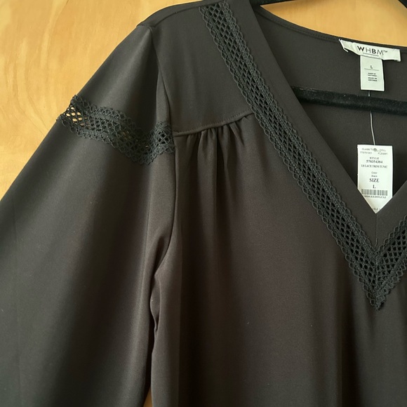 🖤🖤SOLD 🖤🖤NWT White House Black Market Delicate Lace Trim Black Tunic - Picture 8 of 9